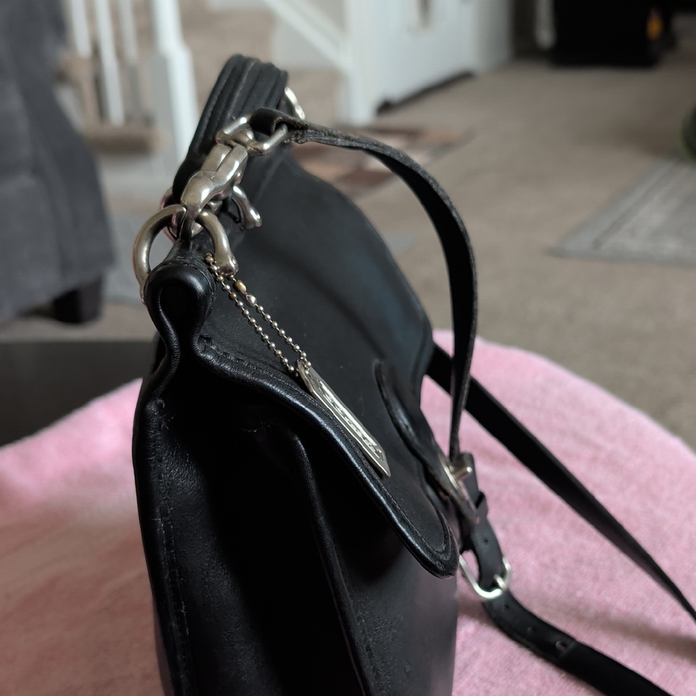 Coach Black Leather Satchel with Silver Hardware - Picture 2 of 10